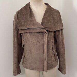 Blank NYC Medium Brown Faux Suede Moto Biker Jacket Asymmetrical Zip